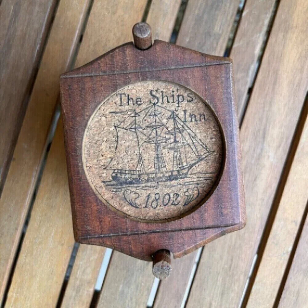 Vintage Woodcrest Nautical Styson Coasters The Ships Inn Wood Cork